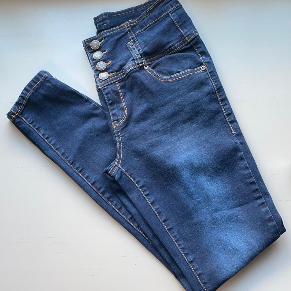 High rise skinny leg stretchy jeans